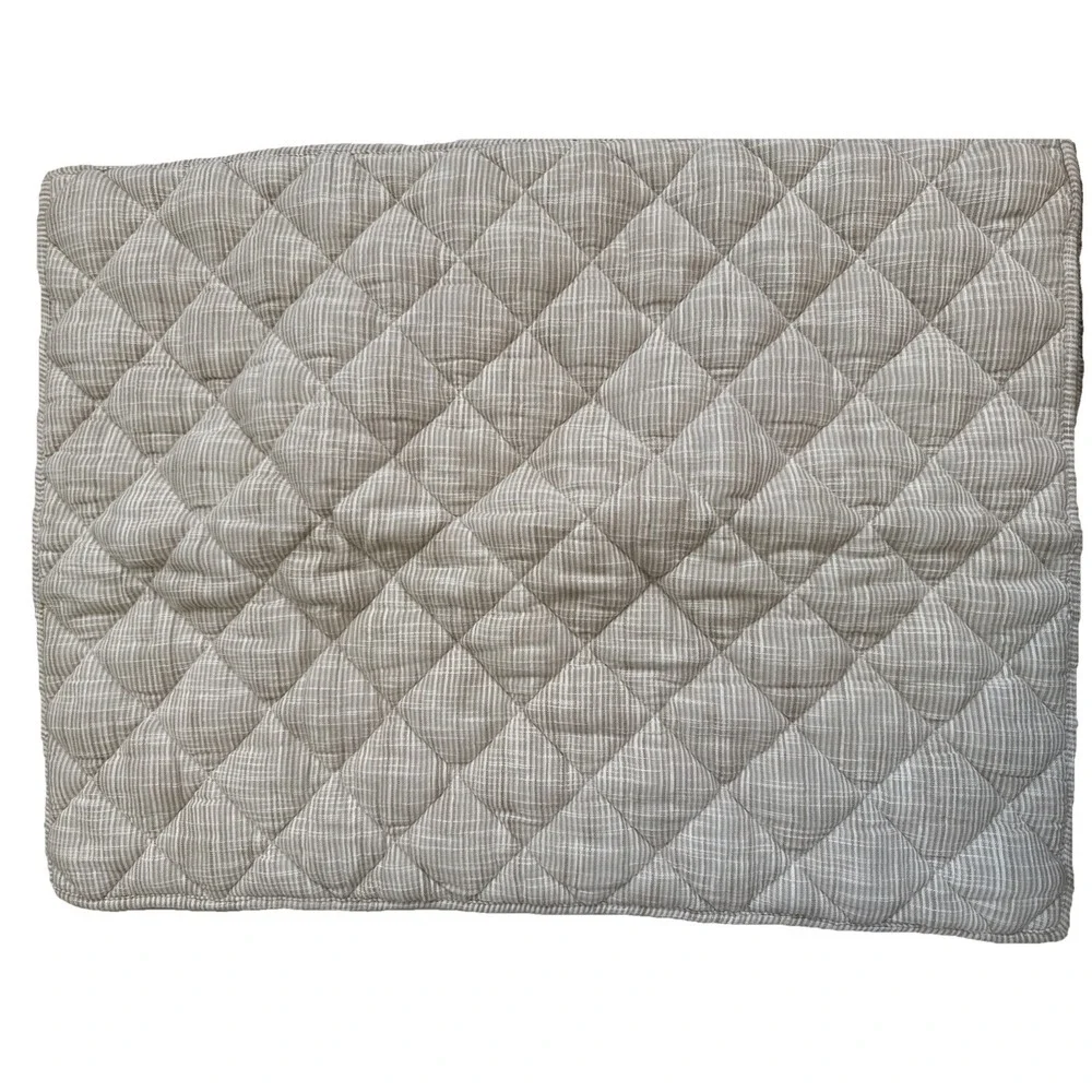 Pottery Barn Jasper Stripe Diamond Quilted Shams Standard FLAX White Stripe